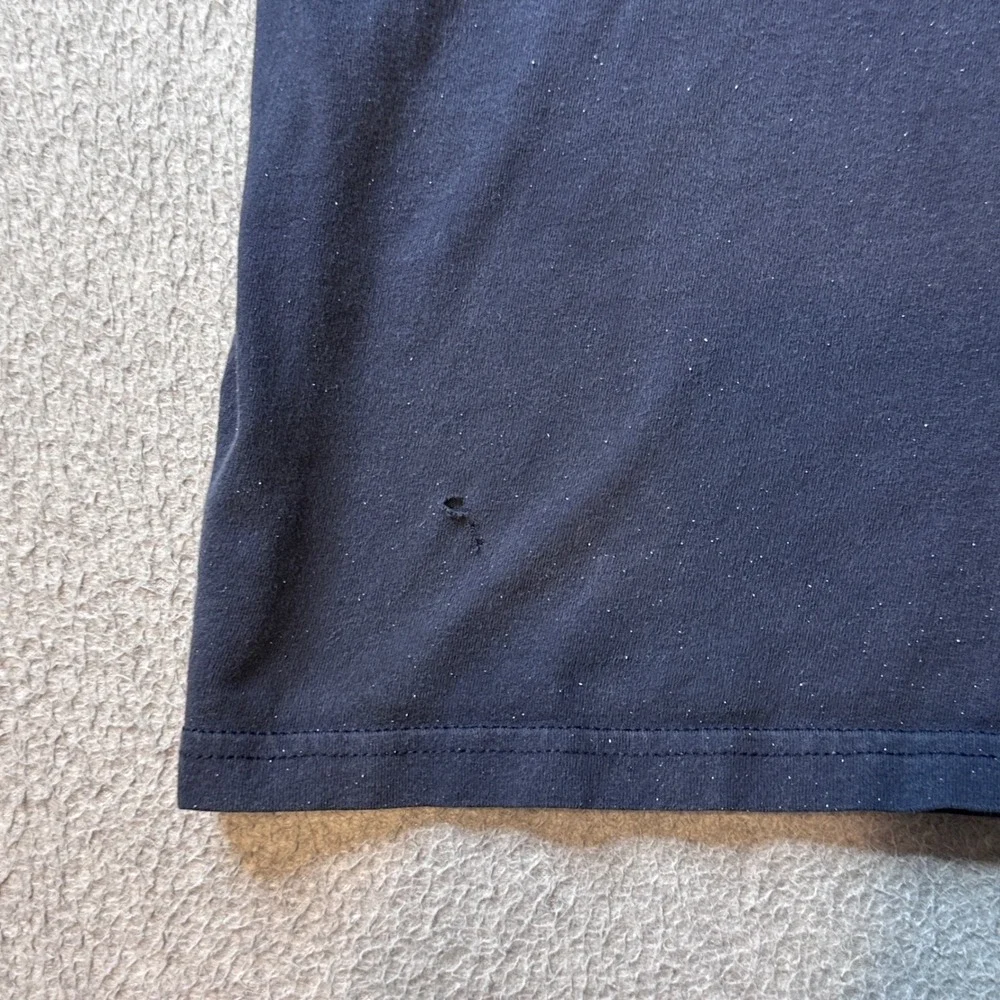 The North Face T-Shirt Mens L Navy Blue Box Logo Short Sleeve Graphic Tee Hole